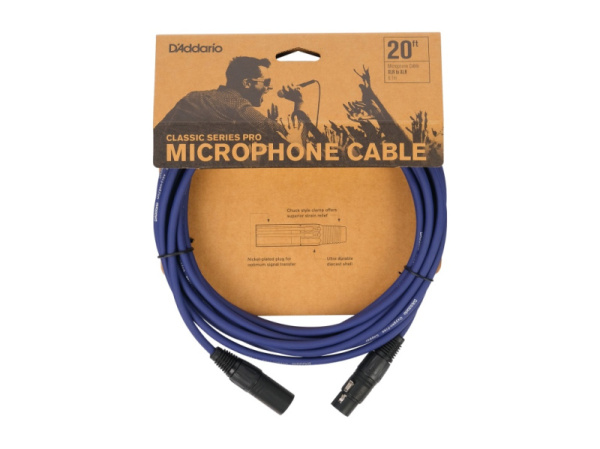 PW-CPMIC-20DBU Classic Series Pro Микрофонный кабель, 6м, тёмно-синий, D'Addario