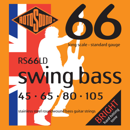 RS66LD BASS STRINGS STAINLESS STEEL струны для бас-гитары, сталь, 45-105. ROTOSOUND