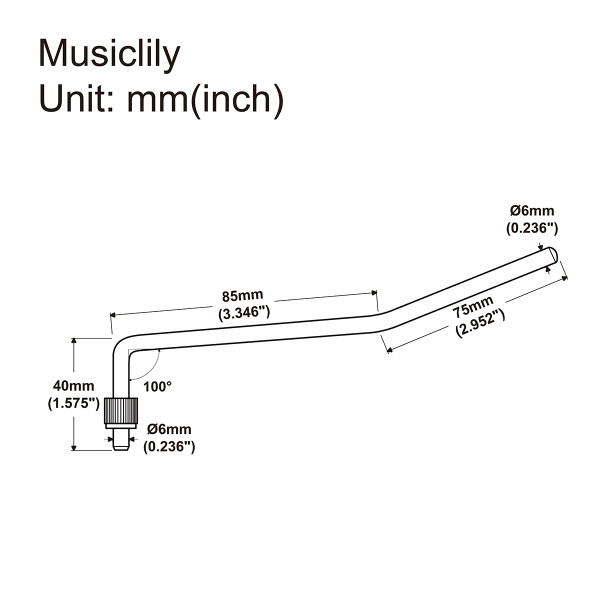 MX2206GD Рычаг тремоло Floyd Rose style, 6мм, золото, Musiclily
