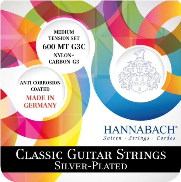 600MT-G3C Silver-Plated Green Комплект струн для классической гитары, среднее натяжение, Hannabach