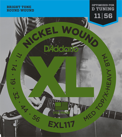EXL117XL NICKEL WOUND Комплект струн для электрогитары Meduim Top/Extra Heavy Bottom 11-56 D`Addario
