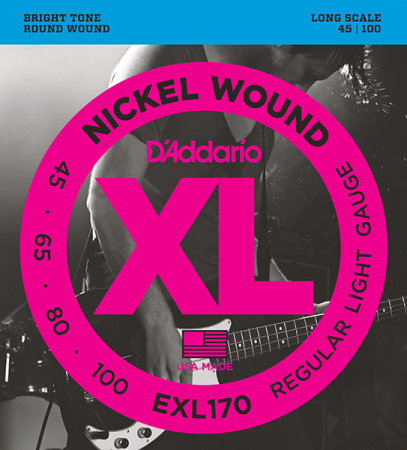EXL170 XL NICKEL WOUND Комплект струн для бас-гитары Long Regular Light 45-100 D`Addario