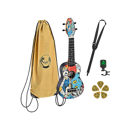 K2-SR Keiki Designer Series Укулеле сопрано, с чехлом и тюнером, Ortega