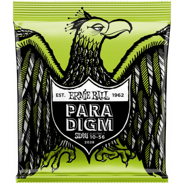 P02028 Комплект струн для 7-струнной электрогитары Paradigm Slinky, сталь, 10-56, Ernie Ball