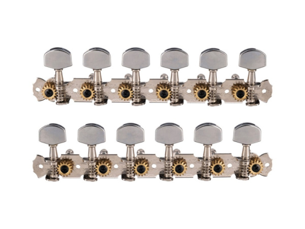 J-32-12-CR Колки для 12-струнной гитары, никель, 2 планки по 6 колков, Paxphil