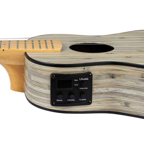 HH-2316E Bamboo Series Укулеле концертный со звукоснимателем, с чехлом, графит, Cascha