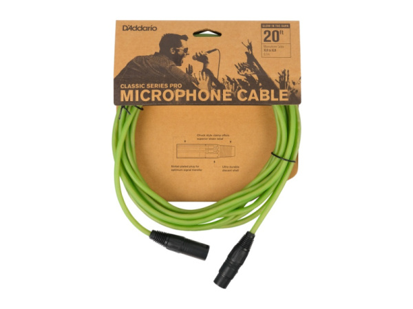 PW-CPMIC-20GL Classic Series Pro Микрофонный кабель, 6м, светло-зелёный, D'Addario