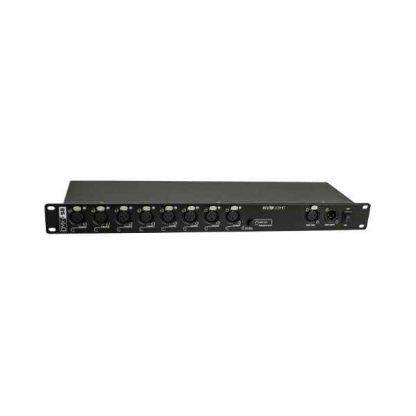 DMXS8 сплиттер DMX сигнала, 1 вход XLR, 8 выходов XLR, гальваническая развязка, INVOLIGHT