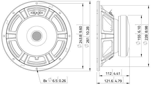 WSF102.50 Динамик 10" басовый, 500 Вт, 8 Ом, Lavoce