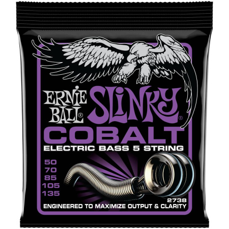 P02738 Cobalt Slinky Power Комплект струн для 5-струнной бас-гитары (50-135). ERNIE BALL 
