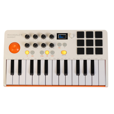 Element White Миди-клавиатура, 25 уменьшенных клавиш, цвет белый. ROCKDALE