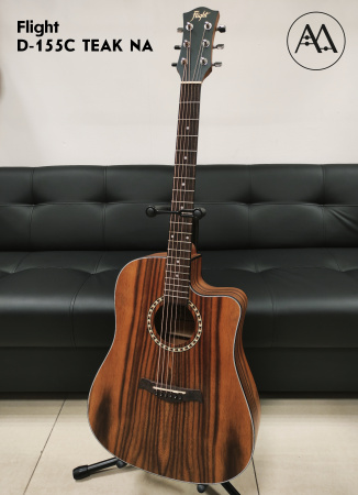 D-155C TEAK NA - акустическая гитара с вырезом, цвет натур. FLIGHT