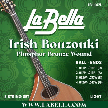 IB1142L Комплект струн для ирландского бузуки, фосф.бронза, 11-42, La Bella