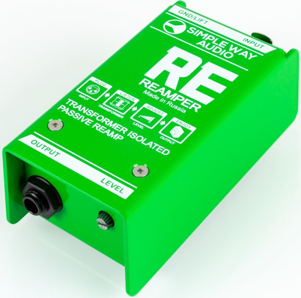 RE-GR Reamper Дибокс, преобразователь сигнала для гитары, пассивный, зеленый, Simpleway Audio