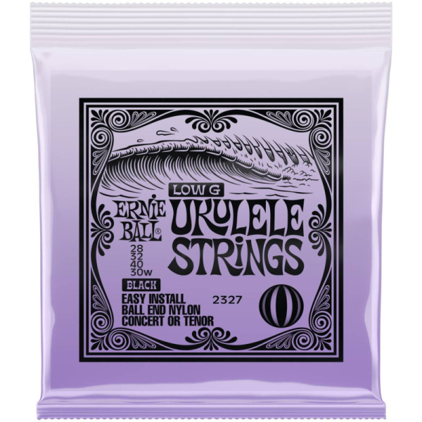 P02327 струны для укулеле концерт/тенор черный нейлон, ball end Wound G, ERNIE BALL