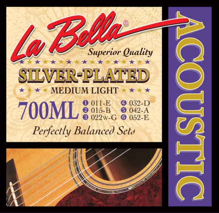 700ML Комплект посеребренных струн для акустической гитары 011-052 La Bella 