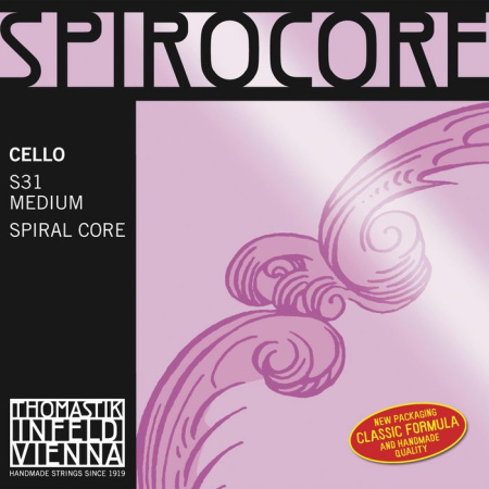S31 Spirocore Комплект струн для виолончели размером 4/4, среднее натяжение, Thomastik