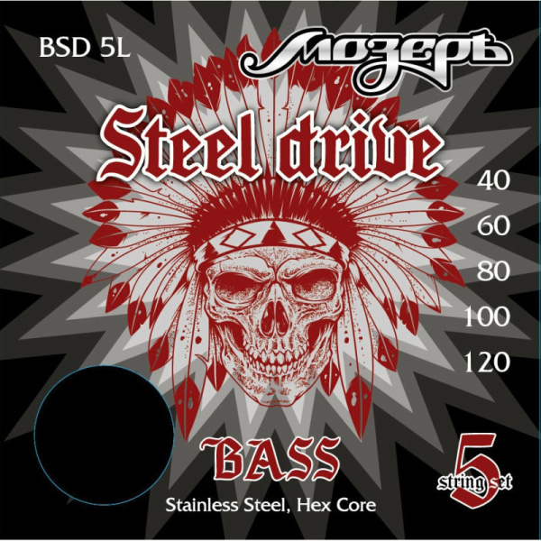 BSD 5L Steel Drive Комплект струн для 5-струнной бас-гитары, сталь, 40-120, Мозеръ