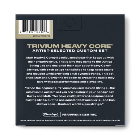 TVMN1052 Trivium Signature Комплект струн для электрогитары, никелированные, 10-52, Dunlop