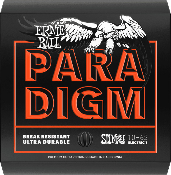 P02030 Комплект струн для 7-струнной электрогитары Paradigm Slinky, сталь, 10-62, Ernie Ball