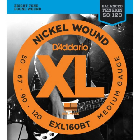 EXL160BT струны для 4х струнной бас-гитары, никель, Regular Long, 50-120. D'ADDARIO