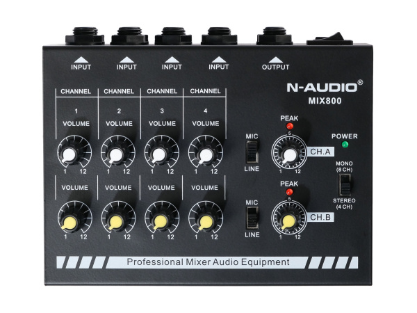 MIX800 Микшер, 8 каналов, N-Audio