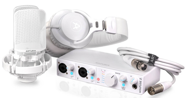 MiniFuse Recording Pack White Комплект: MiniFuse 2, микрофон, поп-фильтр, наушники, кабель.  ARTURIA